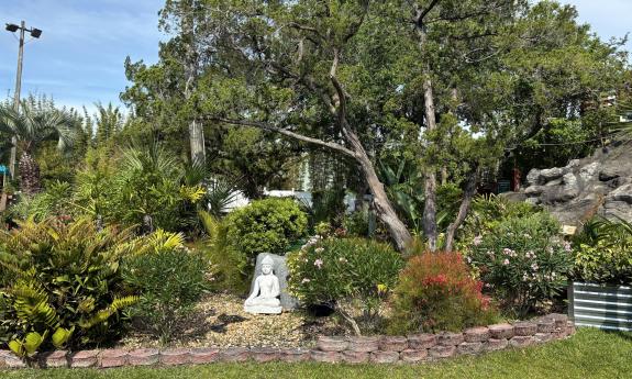A garden statue at a miniature golf course in St. Augustine