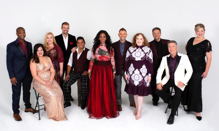 The singing group Voctave, dressed for a performance