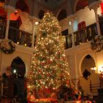 The spectacularly lit and decorated Christmas tree at Villa Zorayda during Nights of Lights