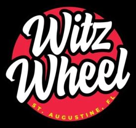 The Witz Wheel logo has white letters on a red circle on a black background